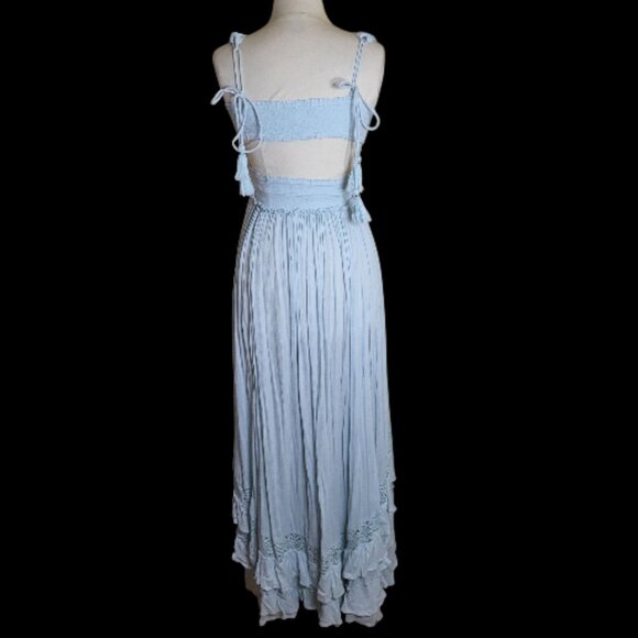 Free People Santa Maria Dress Size M Pale Seafoam Green Ruffles & Lace - Picture 4 of 9